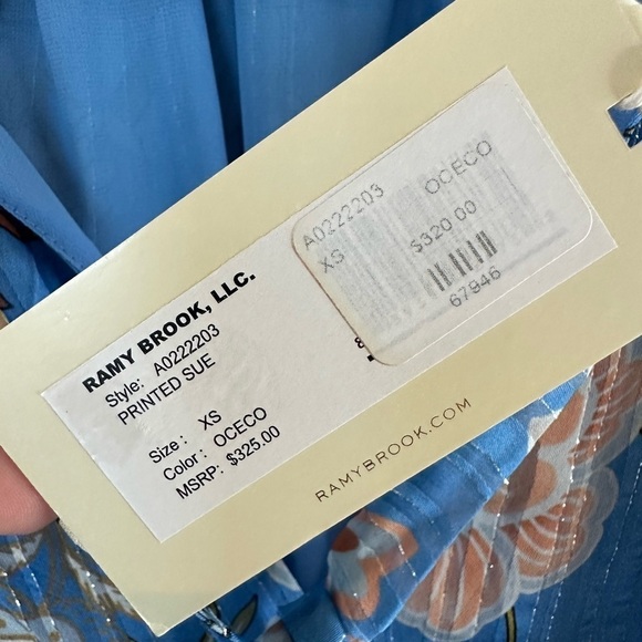 Ramy Brook Printed Sue Ruffle Sleeve Top in Ocean - Picture 11 of 12